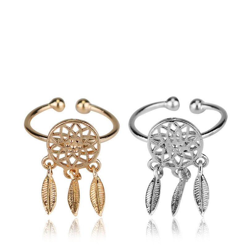 Hollow feather bracelet pendant earrings ring set