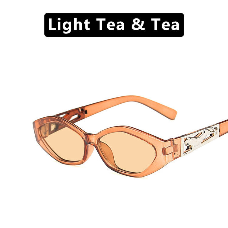 SO&EI Retro Small Frame Polygon Cat Eyes Sunglasses