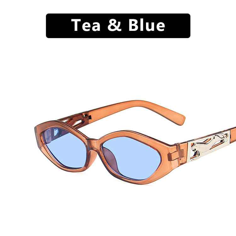 SO&EI Retro Small Frame Polygon Cat Eyes Sunglasses