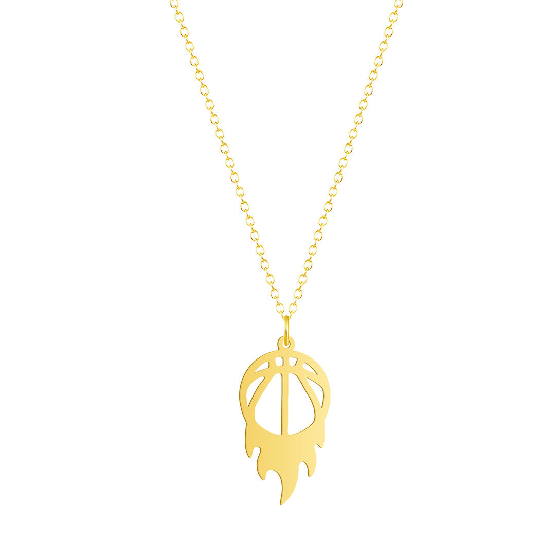 Round Fire Basketball Pendant Necklace For Women
