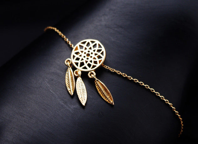 Hollow feather bracelet pendant earrings ring set