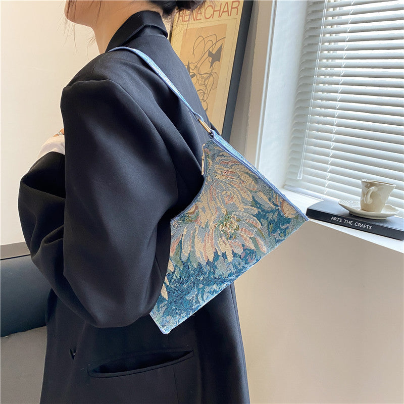 Oil Painting One-shoulder Underarm Crossbody Bag