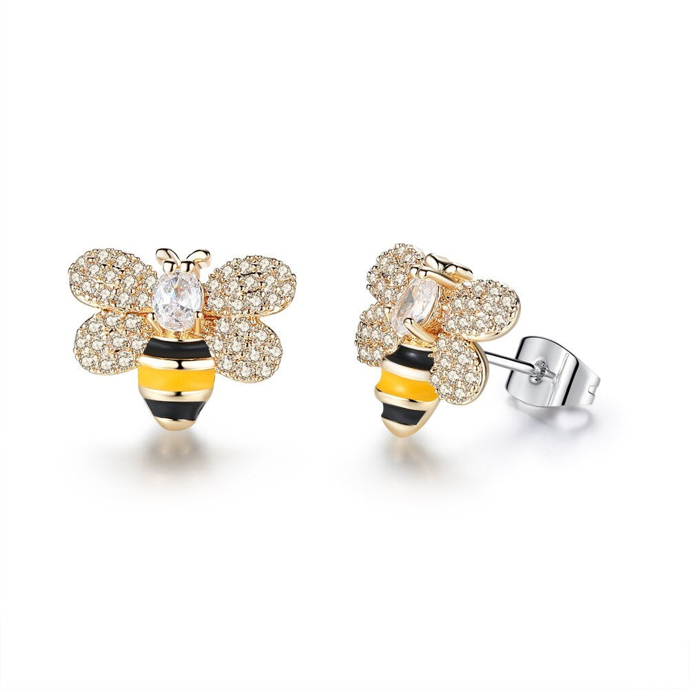 Crystal Rhinestone Bee Earings