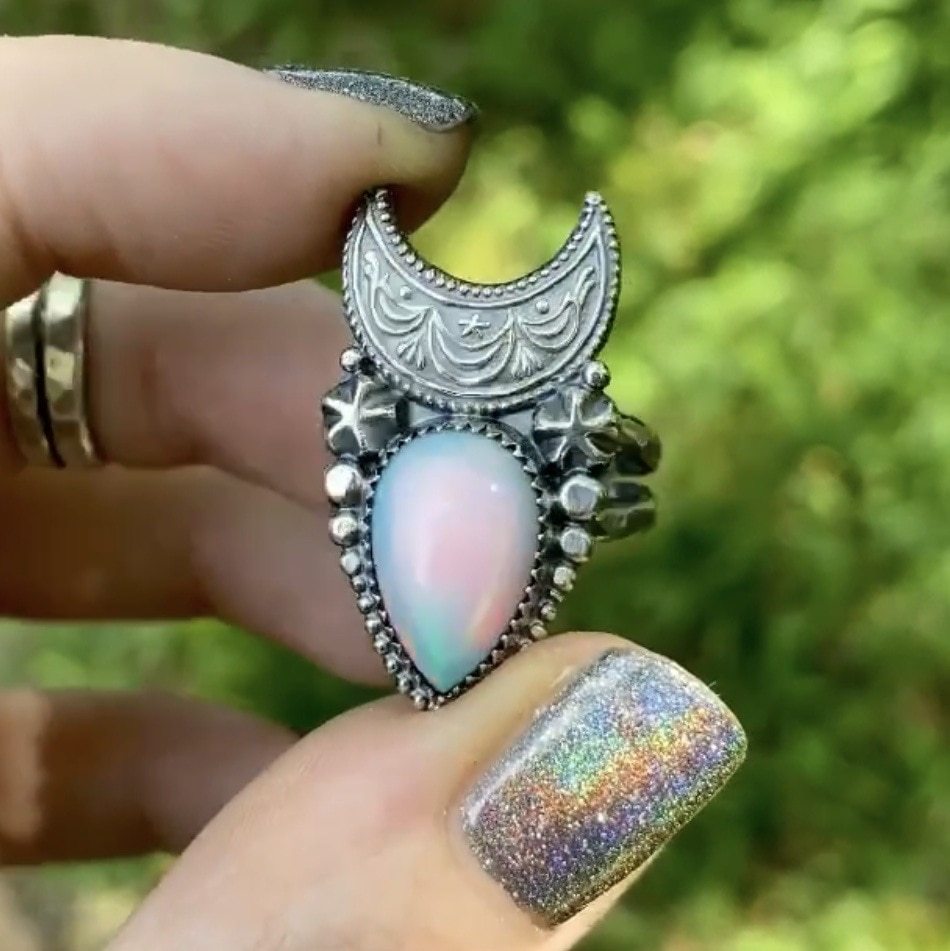 Creative Vintage Geometry Shape Moon Rings