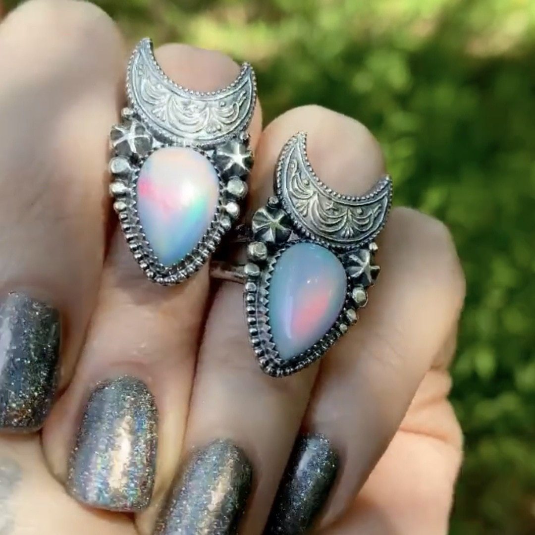 Creative Vintage Geometry Shape Moon Rings