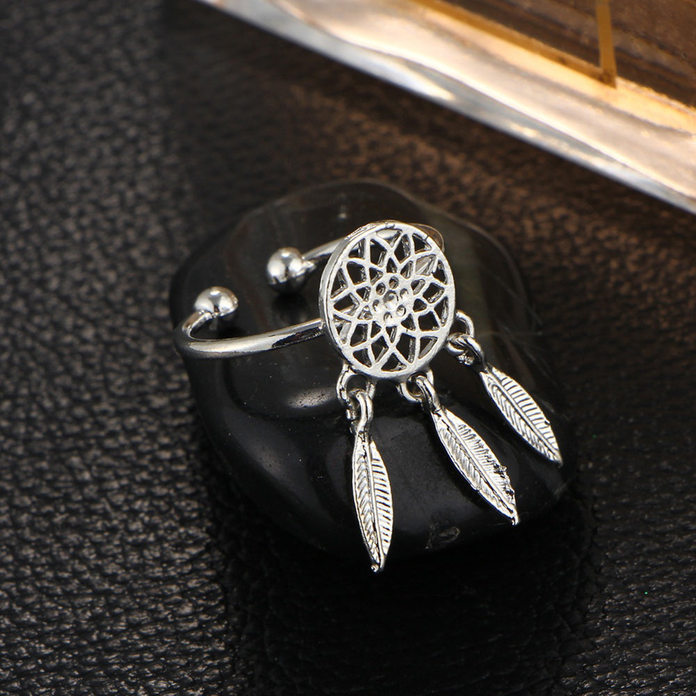 Hollow feather bracelet pendant earrings ring set