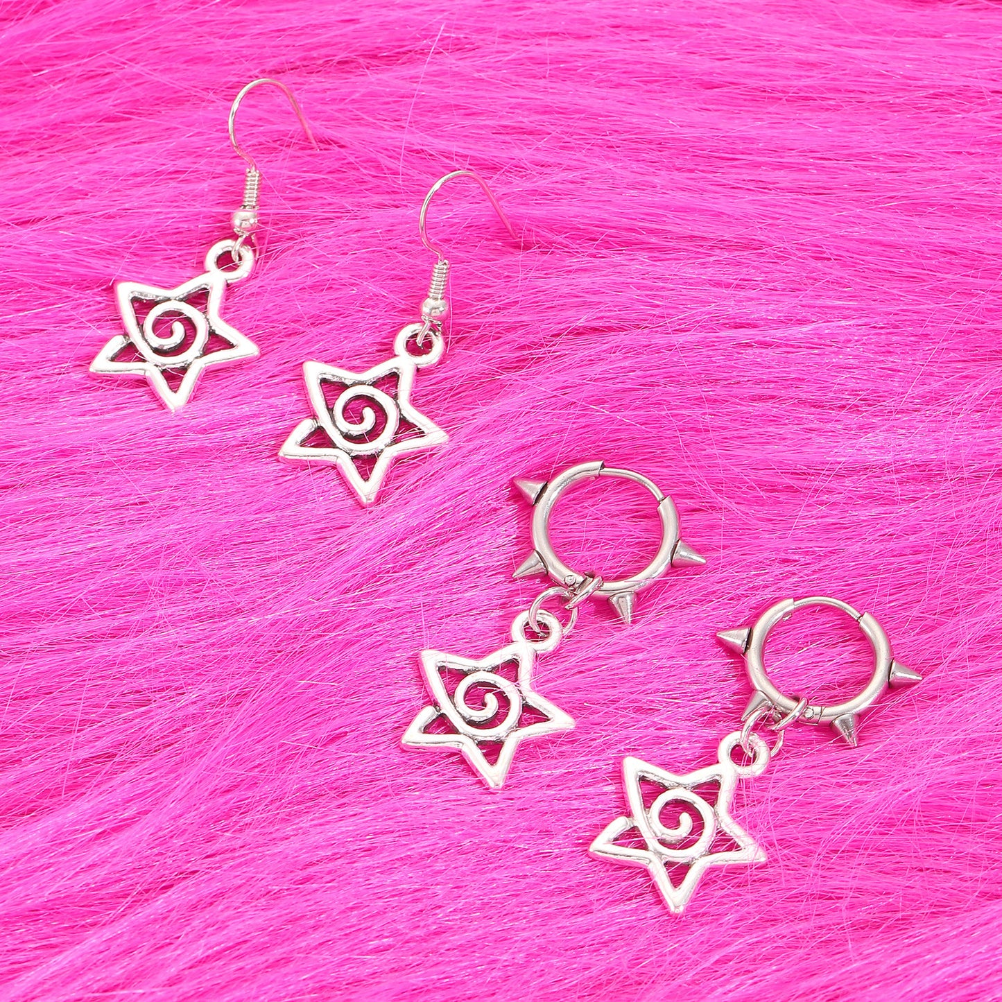 Cute Swirls Bowknot Gothic Charm Rivet Earrings