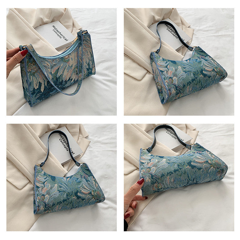 Oil Painting One-shoulder Underarm Crossbody Bag