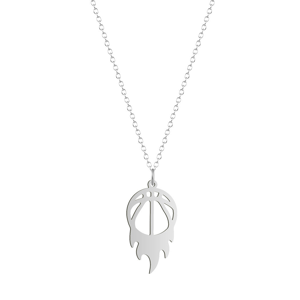Round Fire Basketball Pendant Necklace For Women