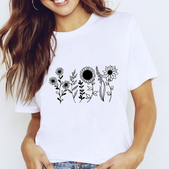 T-Shirts For Women Tops White Star