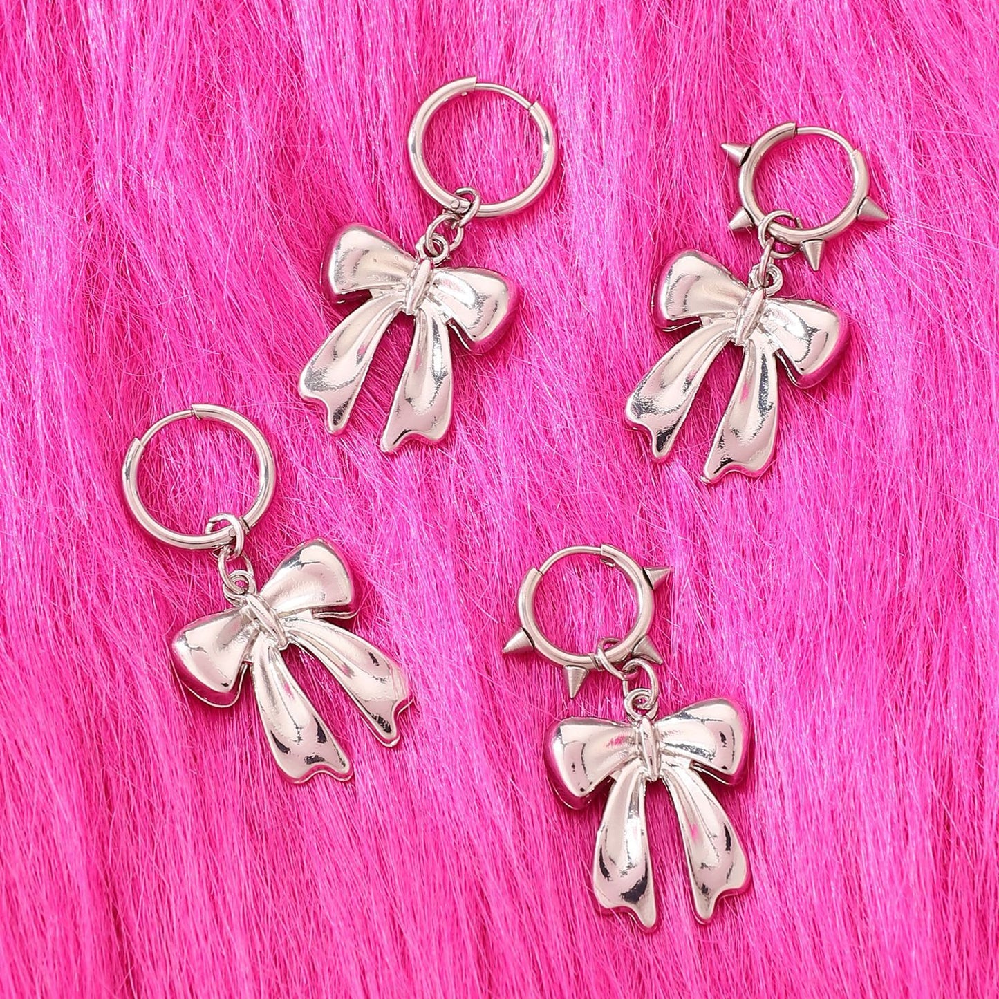 Cute Swirls Bowknot Gothic Charm Rivet Earrings
