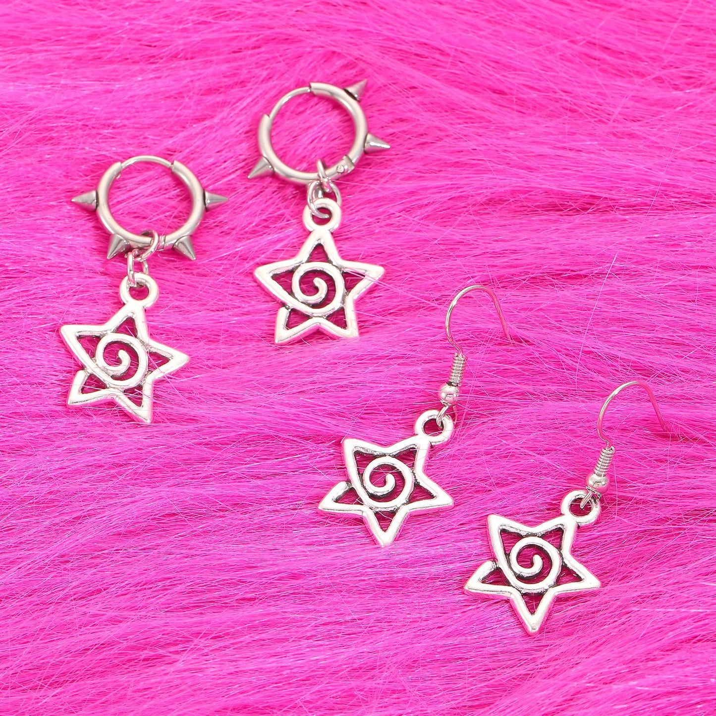 Cute Swirls Bowknot Gothic Charm Rivet Earrings
