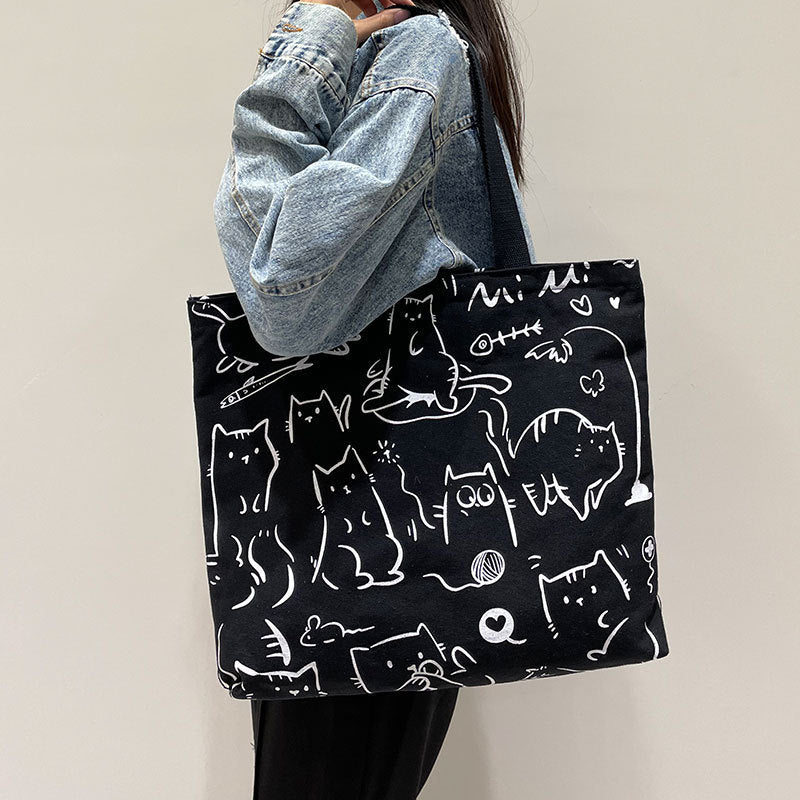 Cute Bear Printed Canvas Bag