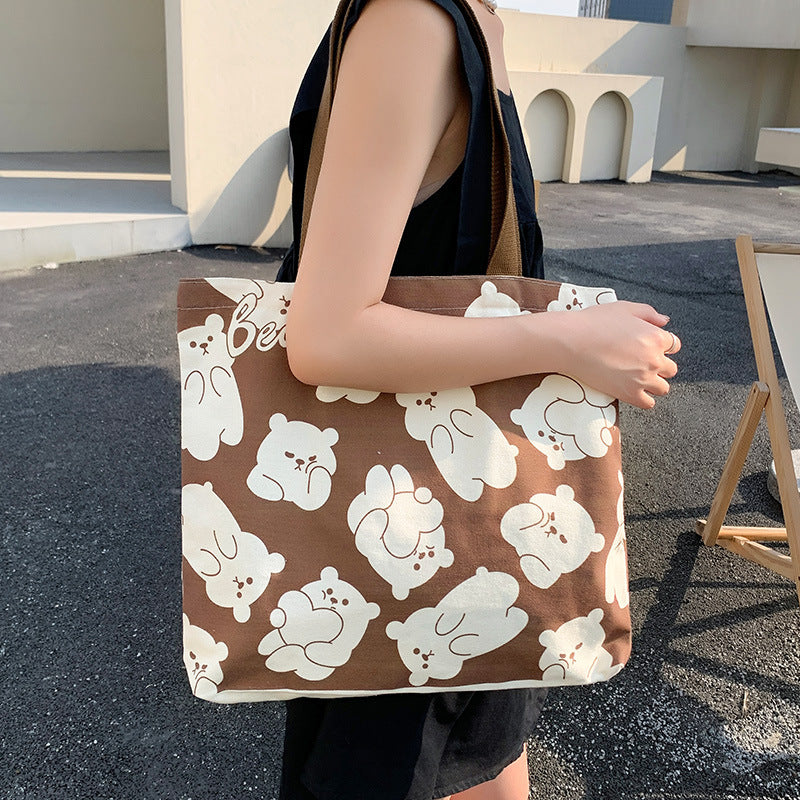 Cute Bear Printed Canvas Bag