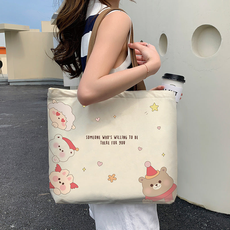 Cute Bear Printed Canvas Bag