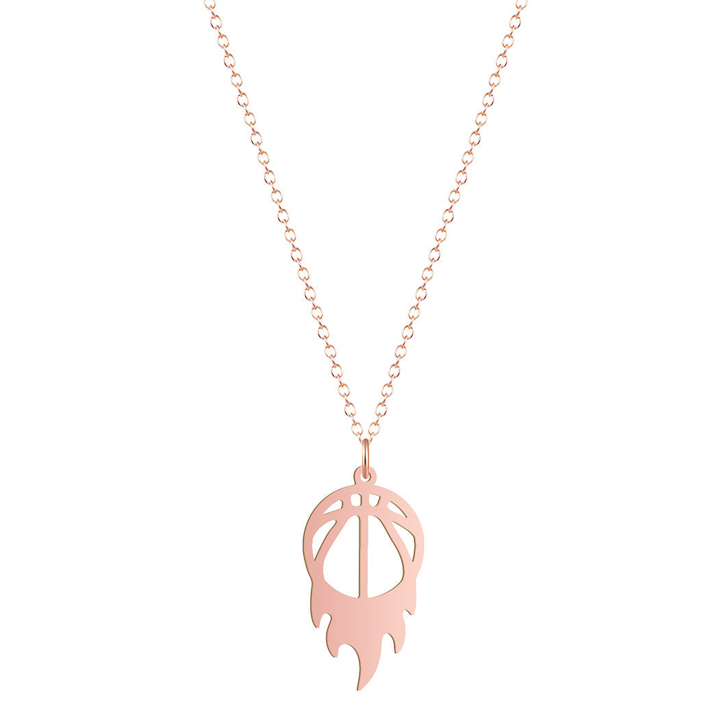 Round Fire Basketball Pendant Necklace For Women