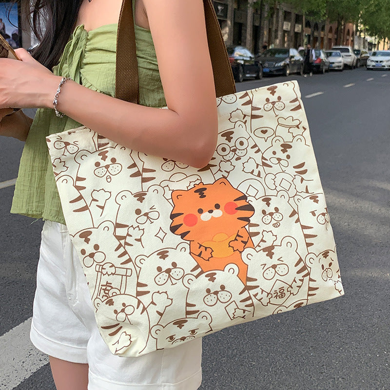 Cute Bear Printed Canvas Bag