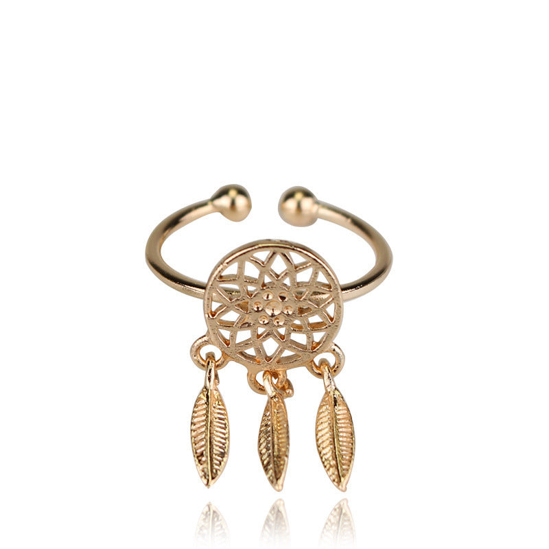 Hollow feather bracelet pendant earrings ring set