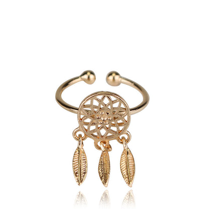 Hollow feather bracelet pendant earrings ring set