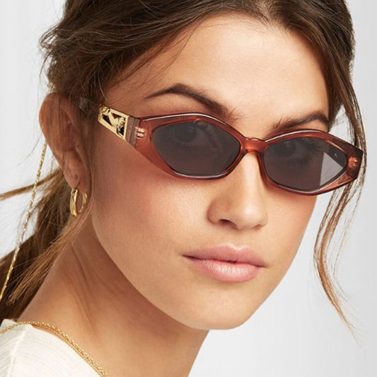 SO&EI Retro Small Frame Polygon Cat Eyes Sunglasses