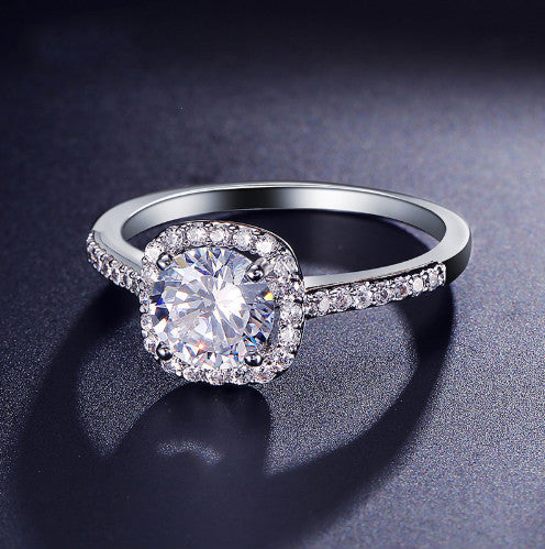Engagement Square Bague Cubic Zirconia