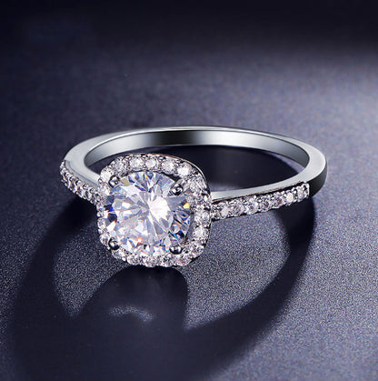 Engagement Square Bague Cubic Zirconia