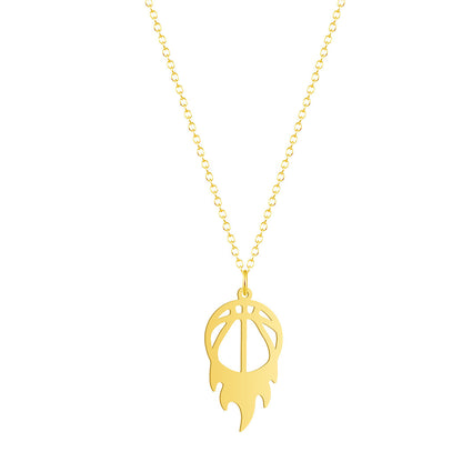 Round Fire Basketball Pendant Necklace For Women