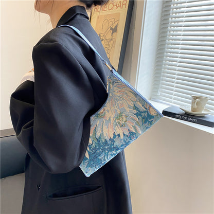 Oil Painting One-shoulder Underarm Crossbody Bag