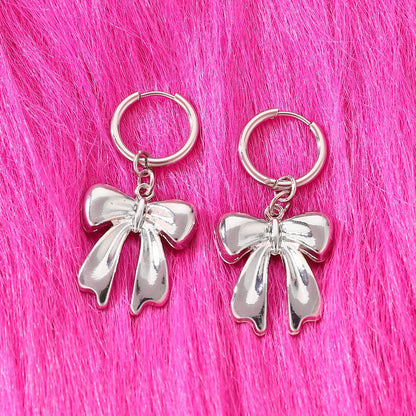 Cute Swirls Bowknot Gothic Charm Rivet Earrings