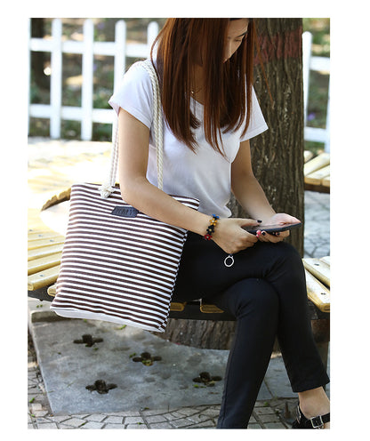 Shoulder Stripe Tote Summer Beach Bag