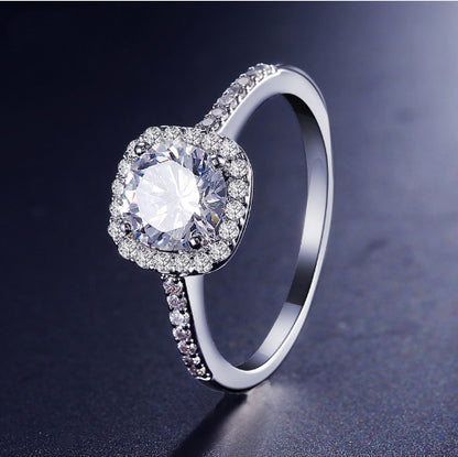 Engagement Square Bague Cubic Zirconia
