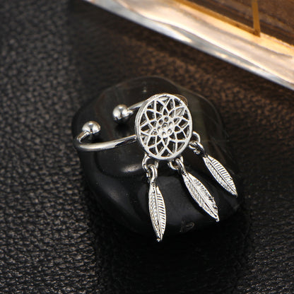Hollow feather bracelet pendant earrings ring set