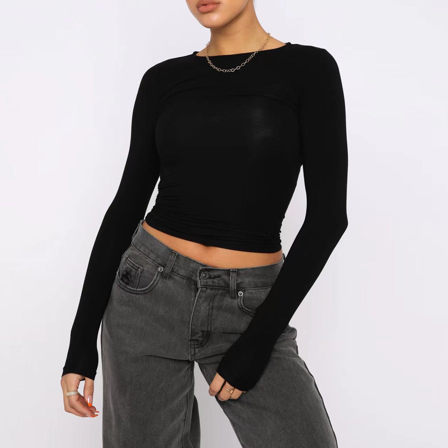 Slim Long-sleeved Pullovers Tops