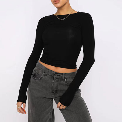 Slim Long-sleeved Pullovers Tops