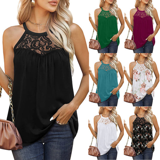 Tank Tops Loose Fit Summer Lace Halter Tops