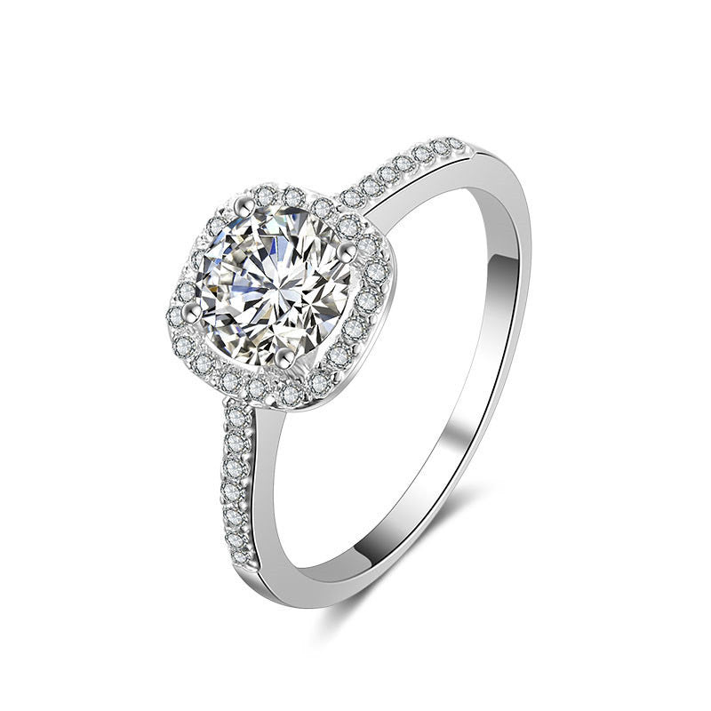 Engagement Square Bague Cubic Zirconia