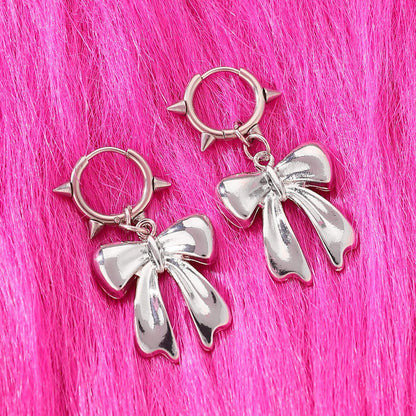 Cute Swirls Bowknot Gothic Charm Rivet Earrings