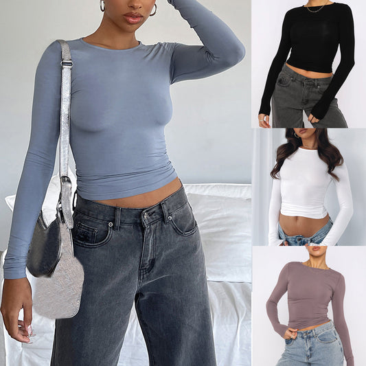 Slim Long-sleeved Pullovers Tops