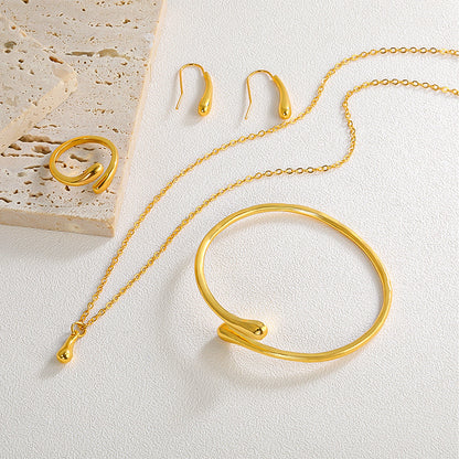 Water Drop Suit Simple Daily Fashion Necklace Earrings Bracelet Ring Suit