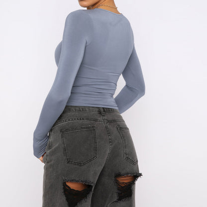Slim Long-sleeved Pullovers Tops