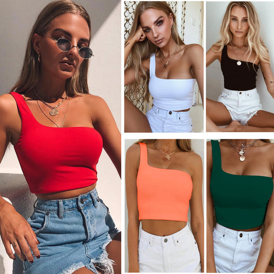 One-shoulder Vest Crop Top Sleeveless